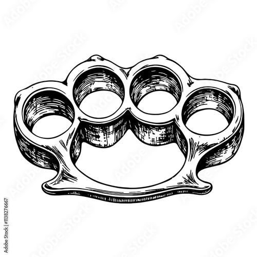 Vintage black and white sketch of knuckles, symbolism of strength