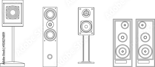 vector sketch illustration silhouette design portable speaker music player.eps