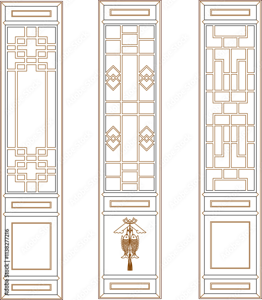 vector sketch illustration of the silhouette of a classic vintage ethnic traditional Chinese door construction design.eps vector sketch illustration of the silhouette of a classic vintage ethnic traditional Chinese door construction design.eps