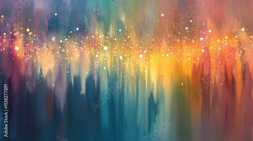 A delicate pastel gradient illuminated by shimmering glitter lights, an abstract celebration of light and color