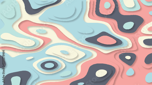 Abstract background illustration material design papercut texture vector. 3d soft color papercut topography relief.