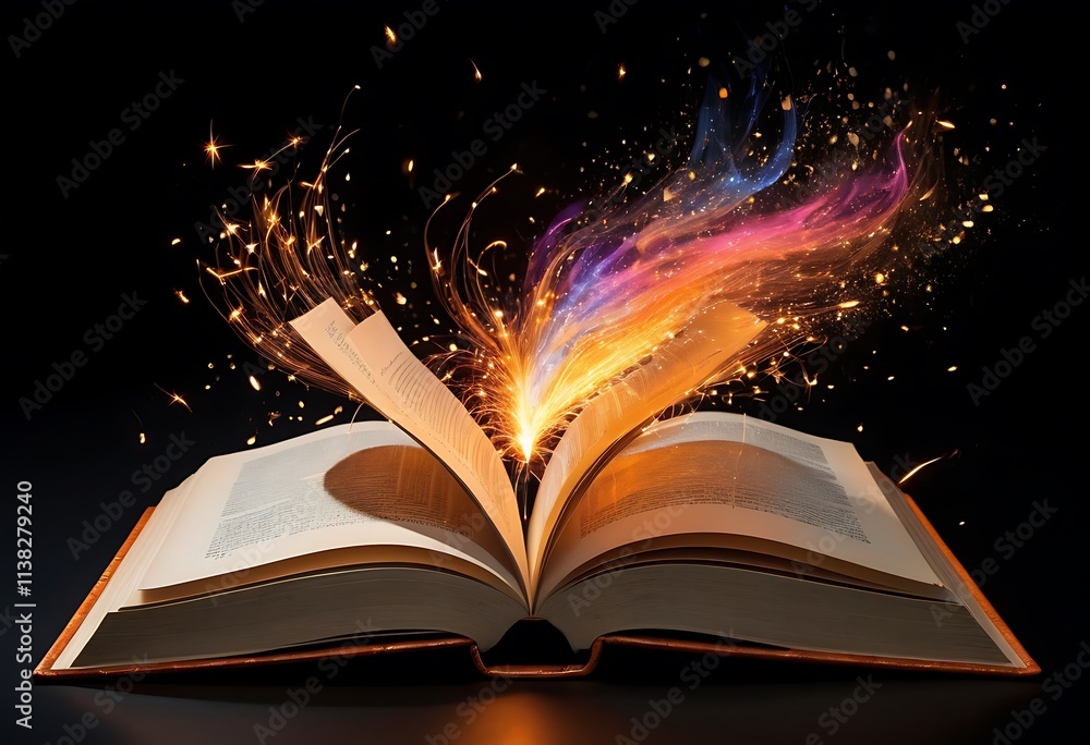 Enchanting Book with Sparkling Magic. Generative AI Enchanting Book with Sparkling Magic. Generative AI