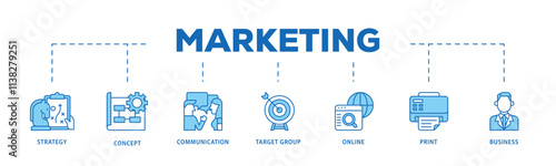 Marketing mix infographic icon flow process which consists of product, price, place, and promotion icon live stroke and easy to edit .