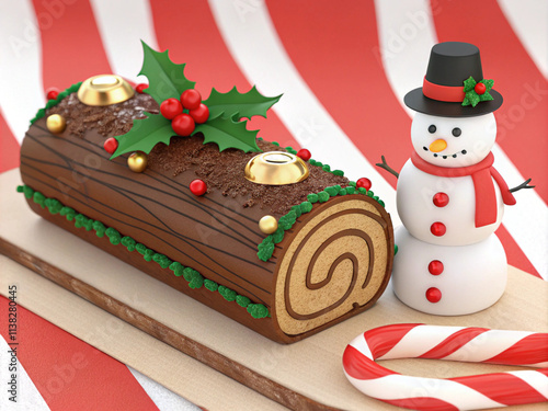Christmas Cake with decoration ideas 3D illustration