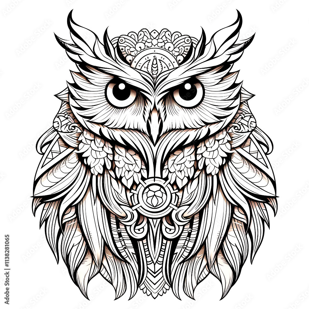 Black and white line owl for logo design. Black and white line owl for logo design.