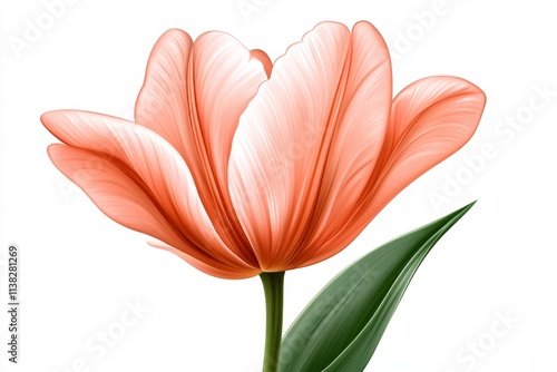 A silhouette of a blooming tulip in a gradient of soft pinks and whites, with a focus on its elegant curves photo