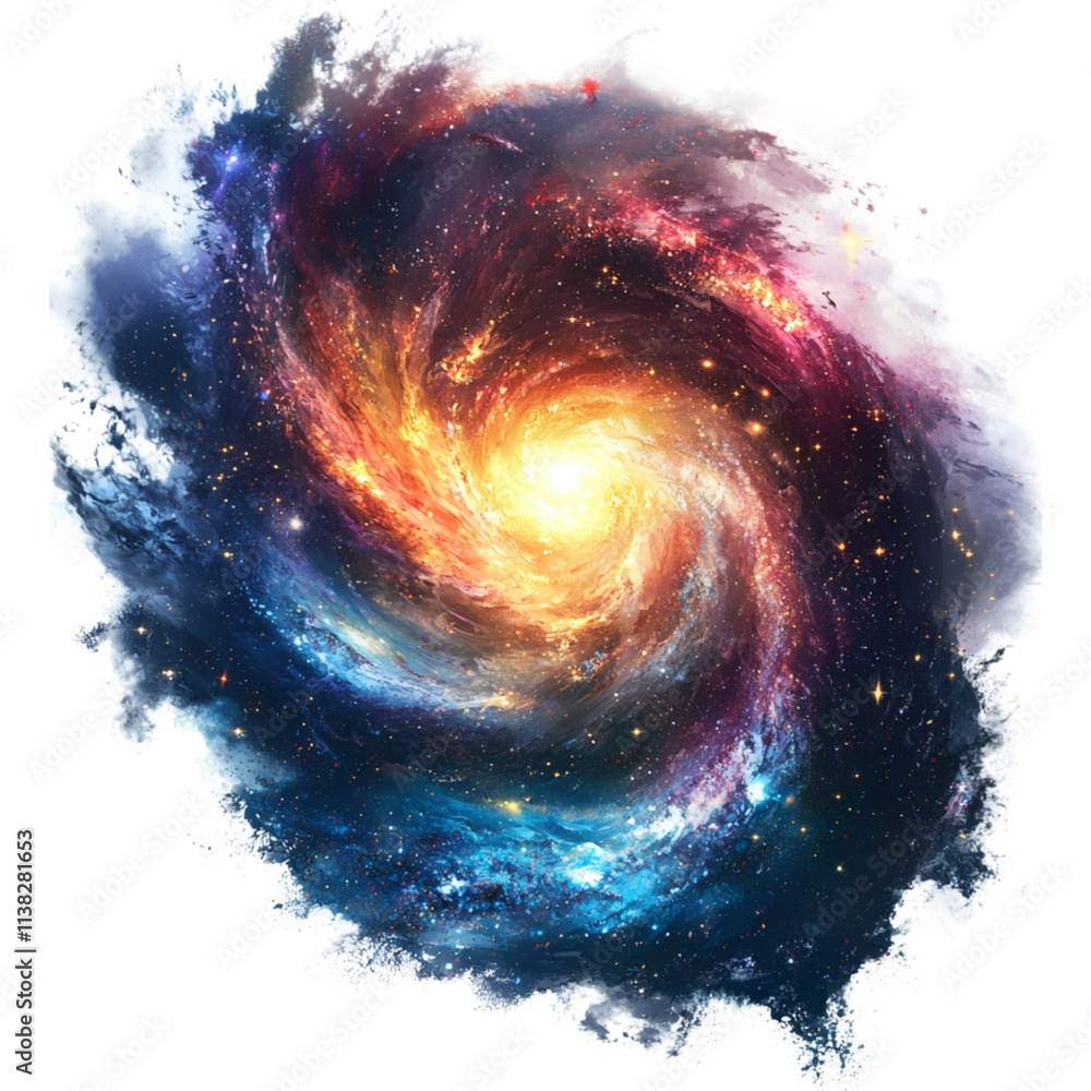 Fototapeta premium Realistic galaxy swirl with vibrant colors and cosmic details, showcasing beauty of universe