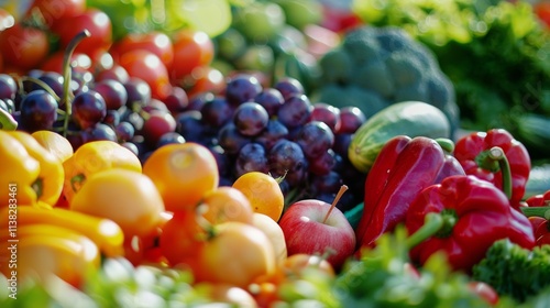 Fototapeta Naklejka Na Ścianę i Meble -  Assortment of fresh fruits and vegetables in vibrant colors