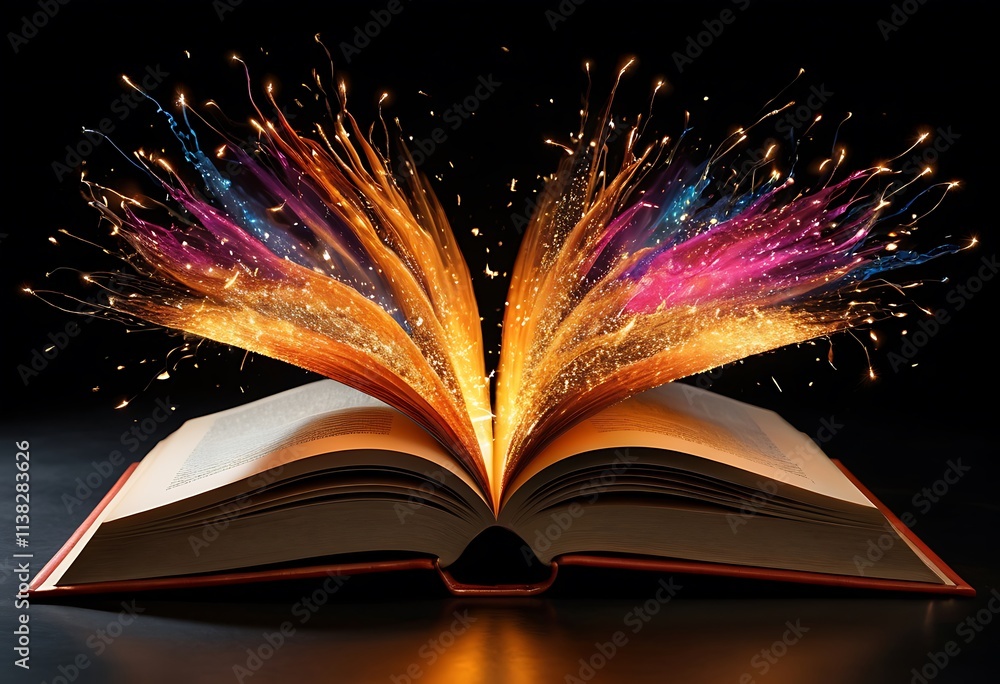 Enchanting Book with Sparkling Magic. Generative AI Enchanting Book with Sparkling Magic. Generative AI