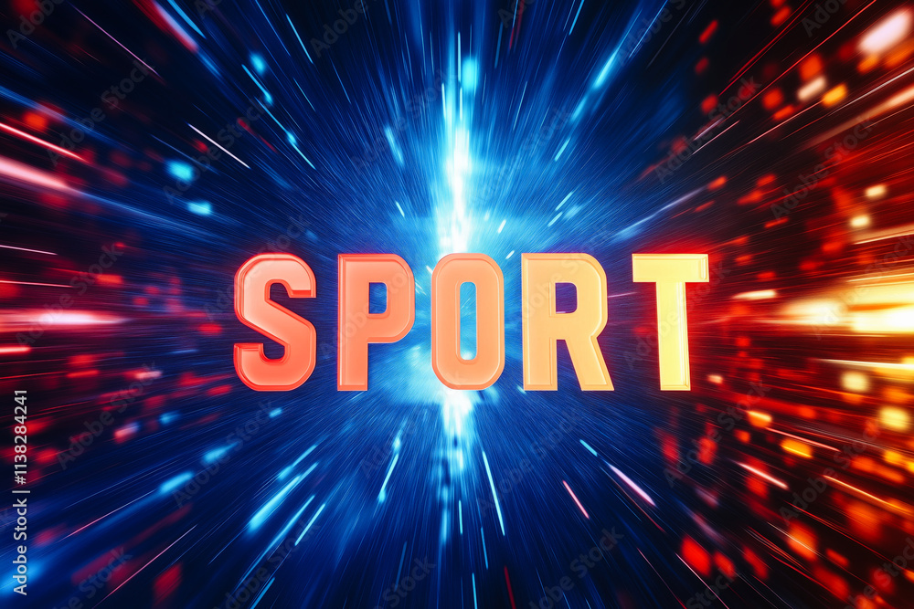Text Sport on dynamic digital background with motion effect. Text Sport on dynamic digital background with motion effect.