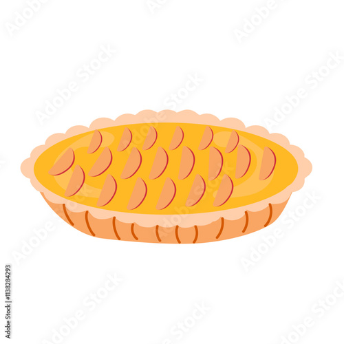 Isolated French tarte tatin pie on a white background hand drawn