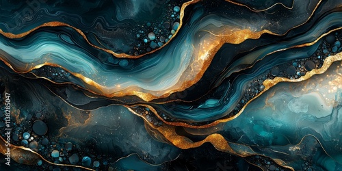 Abstract Swirling Teal and ...