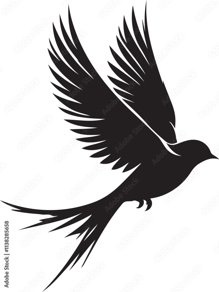 Obraz premium A flock of birds swallow go up black silhouette vector image