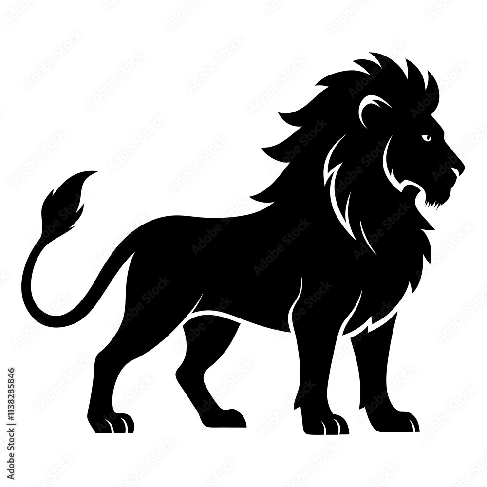 Lion silhouette ,white background Lion silhouette ,white background