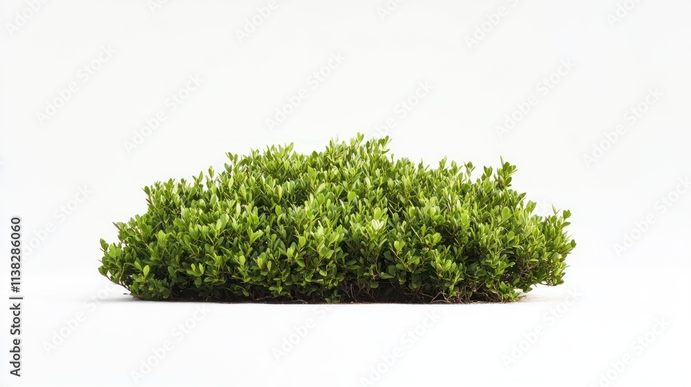 Fototapeta premium Lush green shrub isolated on white background.