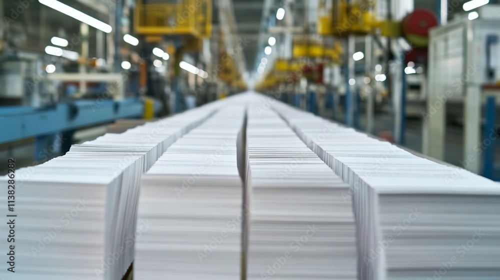 Fototapeta premium Automated Paper-Binding Process in Printing Facility