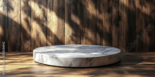 Marble Podium on Rustic Woo...