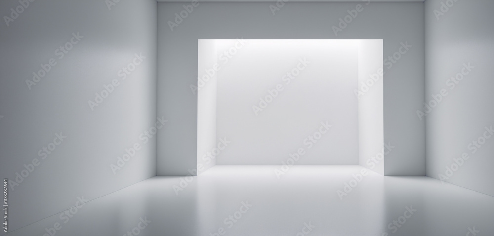 A large white product presentation room with sunlight