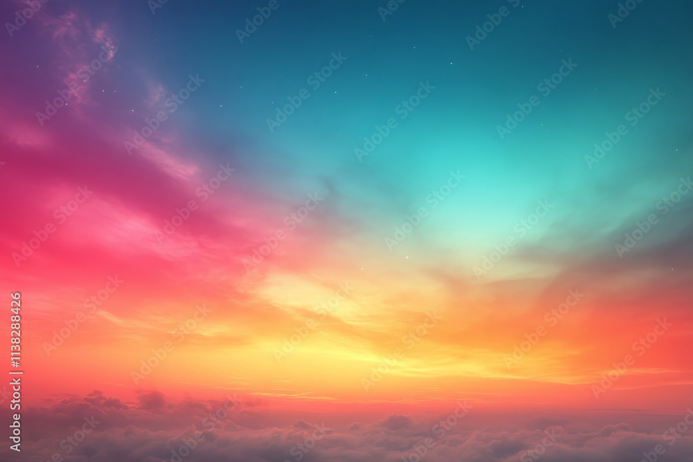 Fototapeta premium Beautiful cloudscape with vibrant sunset colors creating a dreamy atmosphere