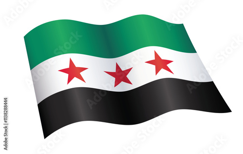 syrian flag of syria flying waving flowing silk icon vector isolated on transparent background