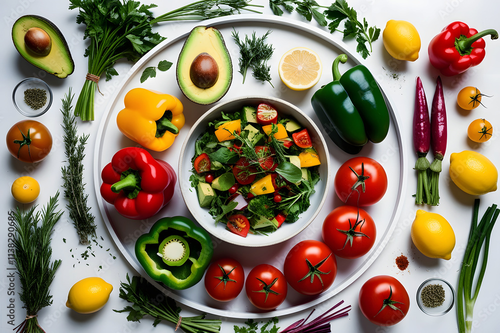 Freshly Prepared Vegetable Salad Held in Hands Freshly Prepared Vegetable Salad Held in Hands