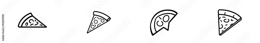 Hand-drawn modern illustration of a pizza slice in an engraving style. Hand-drawn modern illustration of a pizza slice in an engraving style.