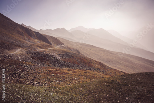 Moody autumn landscape of Jakobshorn, Davos