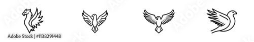 Engraving-style flying eagle logo mascot. Contemporary illustration of a symbol or mark. photo