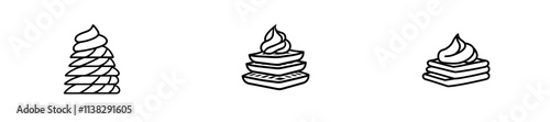 An ink sketch of waffles and ice cream, created by hand, with a contemporary engraving-style design.