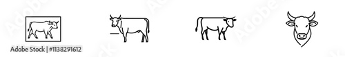 A hand-drawn, modern illustration of a black cow silhouette, designed for the meat industry or a farmers market, with a stamp effect.