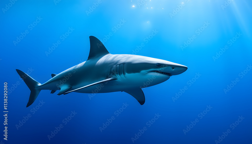 Graceful Shark Gliding Through the Deep Blue Ocean Graceful Shark Gliding Through the Deep Blue Ocean