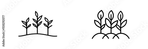 A contemporary engraved illustration of a plant with leaves, created as a hand-drawn ink sketch.