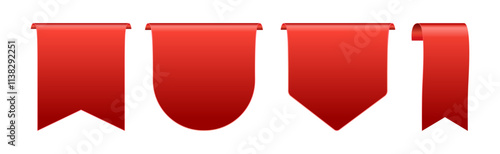 Free Download Online shopping empty web banners. Vector isolated icons of red tags, set of flags for advertising. Paper ribbons for advertisement, material for message or announcement, vertical labels - GFXLoad