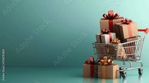 Festive gift box shopping urban store product display vibrant environment close-up view holiday cheer photo