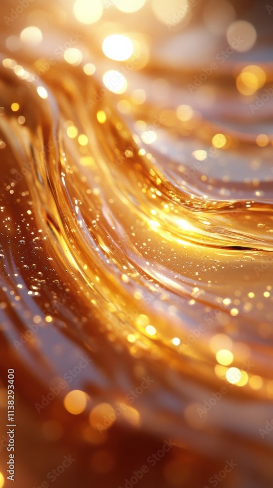Ultra realistic macro view of abstract oil swirling in water with golden sparkles. Generative AI Ultra realistic macro view of abstract oil swirling in water with golden sparkles. Generative AI