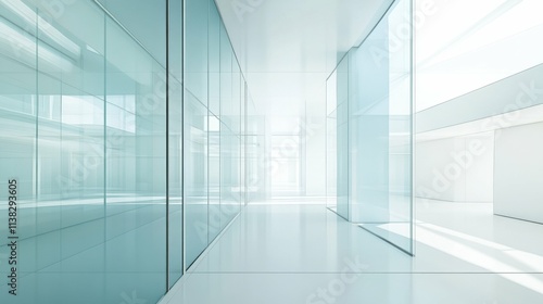 transparent glass panel in modern interior, minimalist and clean design, futuristic and elegant atmosphere