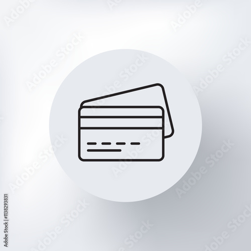 A linear icon of credit cards, a rectangle with details that imitate a magnetic stripe and a chip.