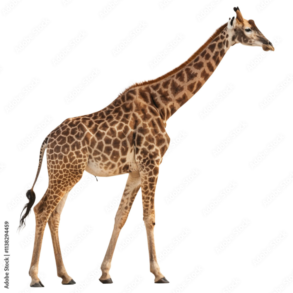 Naklejka premium African Giraffe on White Background