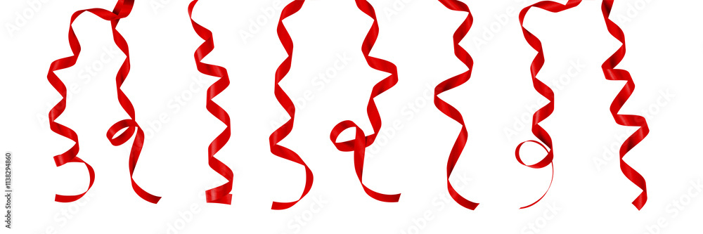 Red satin bow ribbon scroll png isolated on transparent background for Christmas holiday and wedding anniversary card confetti design decoration Red satin bow ribbon scroll png isolated on transparent background for Christmas holiday and wedding anniversary card confetti design decoration