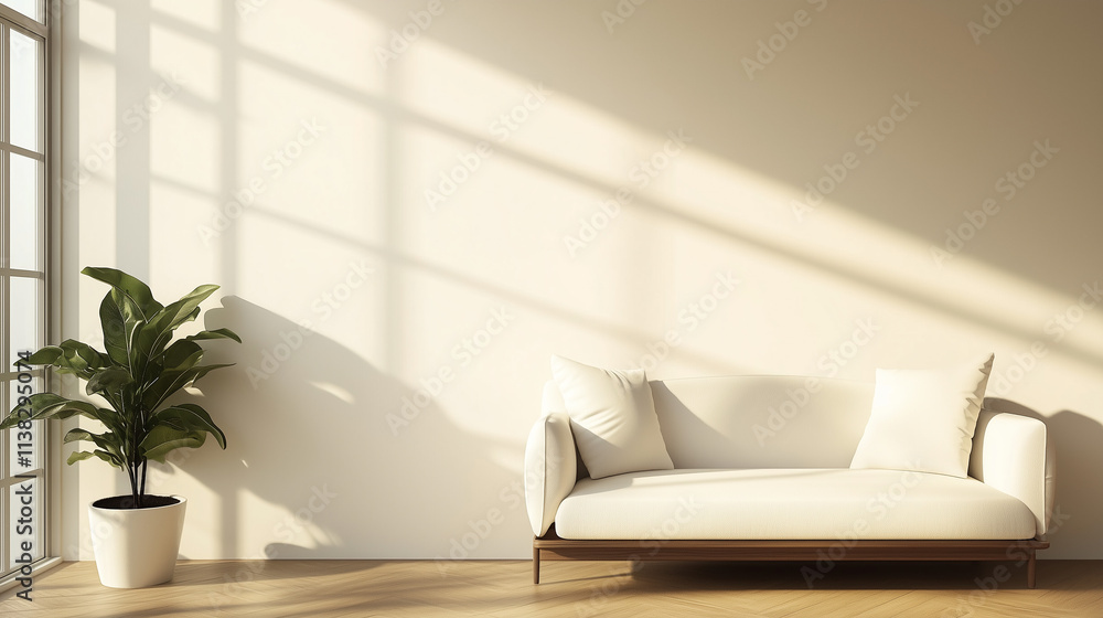 Minimalist Modern Living Room with Clean Interior and Fresh Daylight Minimalist Modern Living Room with Clean Interior and Fresh Daylight