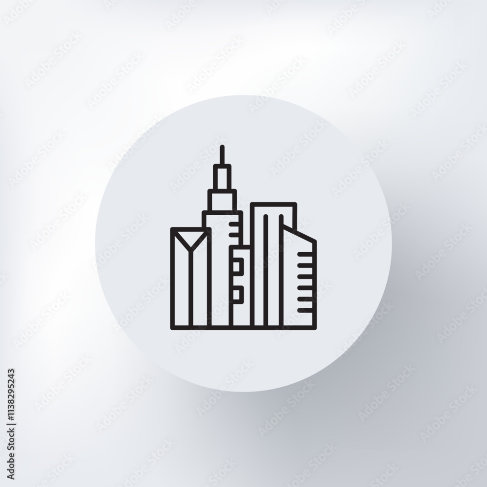A minimalist icon of the city, multi-storey buildings with windows, headquarters. A minimalist icon of the city, multi-storey buildings with windows, headquarters.