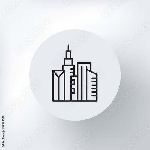 A minimalist icon of the city, multi-storey buildings with windows, headquarters.