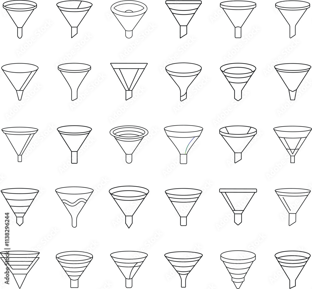 Collection of Diverse Funnel Designs Shapes, Sizes, and Styles Collection of Diverse Funnel Designs Shapes, Sizes, and Styles