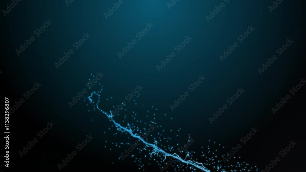 Blue line of particules motion on dark and blue bakground