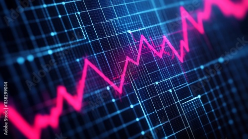 Futuristic Digital Technology Abstract with Financial Graphs and Interconnected Patterns