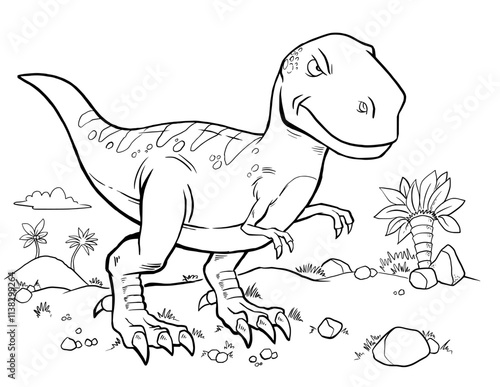 Tyrannosaurus Rex Dinosaur Coloring Page Vector Illustration Art