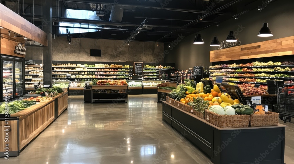 Fototapeta premium Farm-to-table produce section in local supermarket
