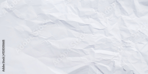 Paper sheet crumpled old, spoiled illustration vector. White clean crumpled paper background. 