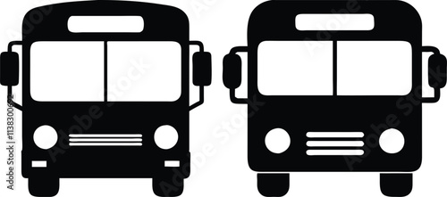 Bus front view silhouette icon and logo vector art and using black color illustration design