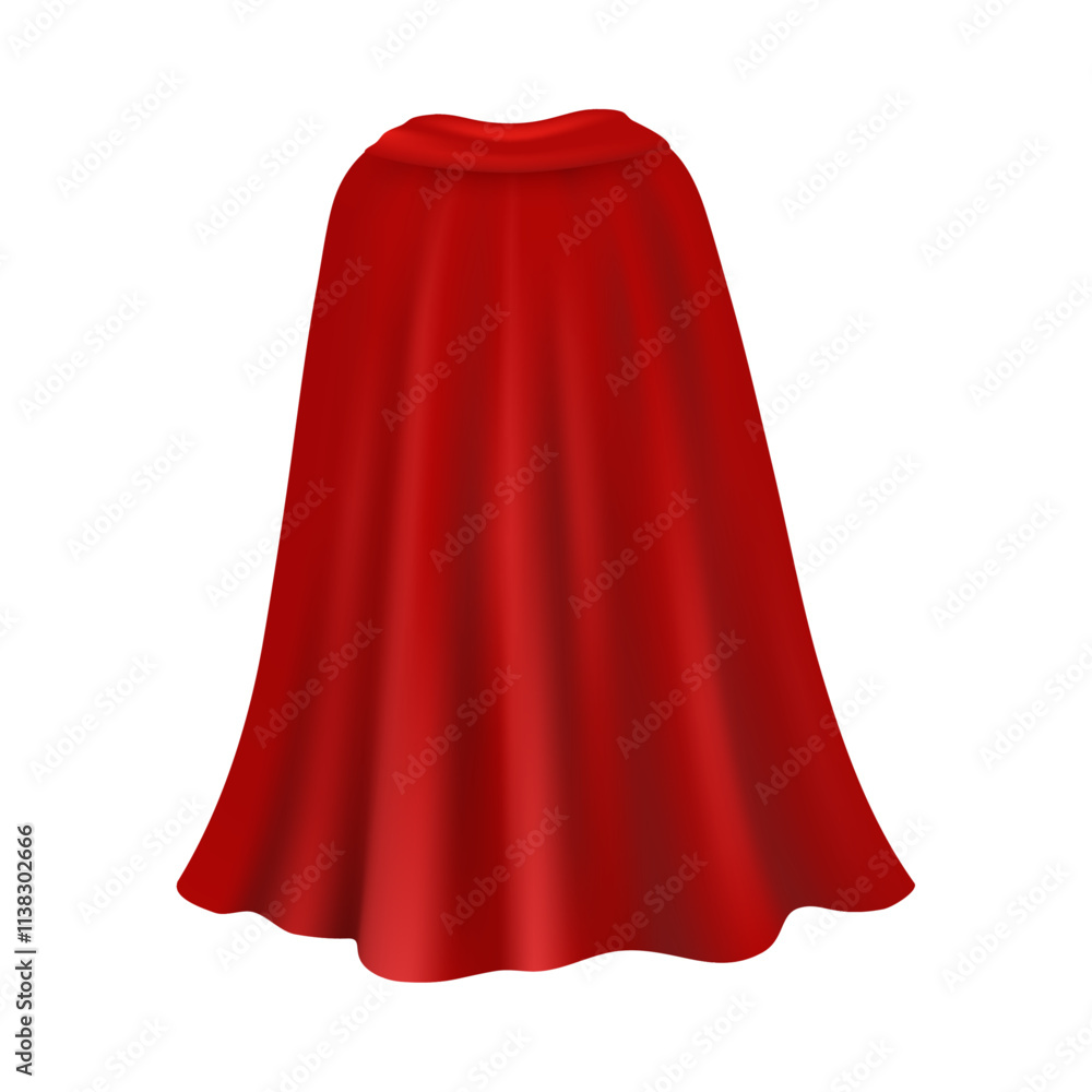 Mantle costume, magic flowing and flying carnival vampire cape, back view. Vector red cape superhero satin cloth, superpower cloak waving in wind, hero accessory, magic cover cartoon icon Mantle costume, magic flowing and flying carnival vampire cape, back view. Vector red cape superhero satin cloth, superpower cloak waving in wind, hero accessory, magic cover cartoon icon